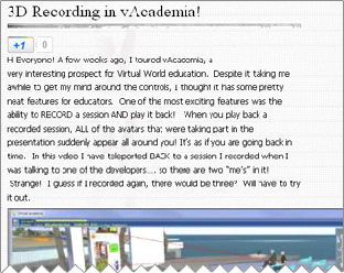 3D Recording in vAcademia!